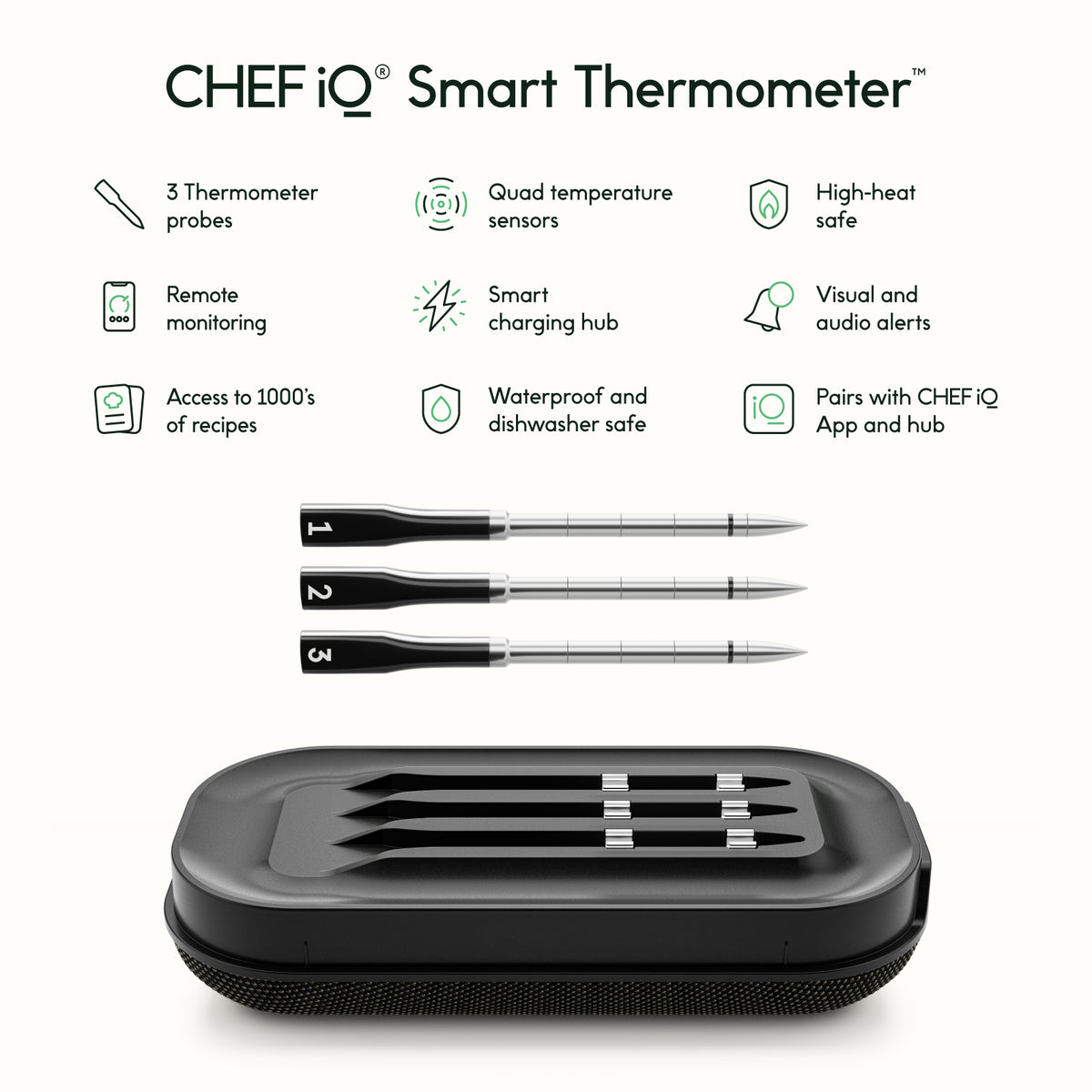 Chef iQ Smart Wireless Meat Thermometer w/ 3 Probes, Unlimited