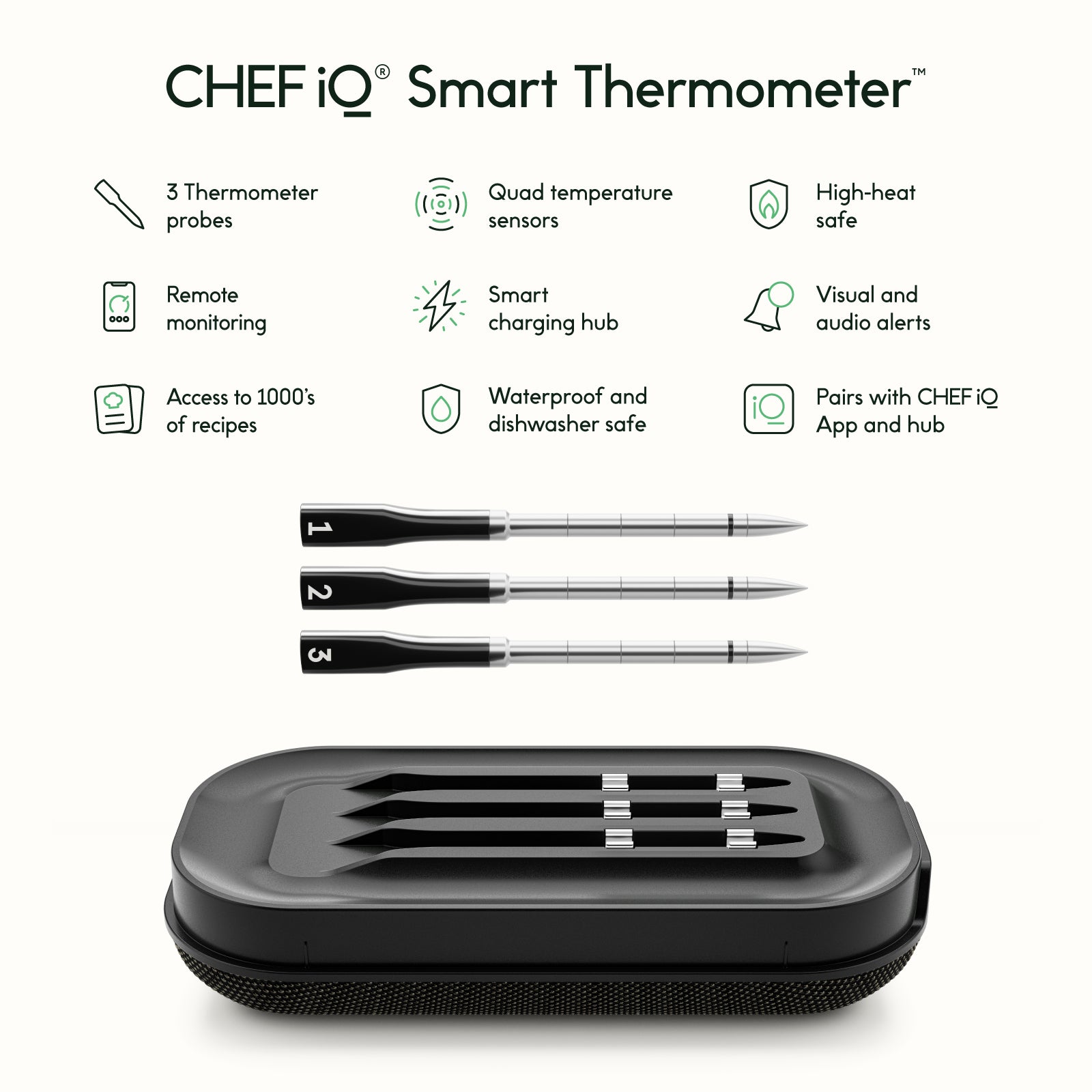 CHEF iQ Smart Thermometer Extra Probe No. 3, Bluetooth/WiFi Enabled, Must  Be Used with Smart Hub