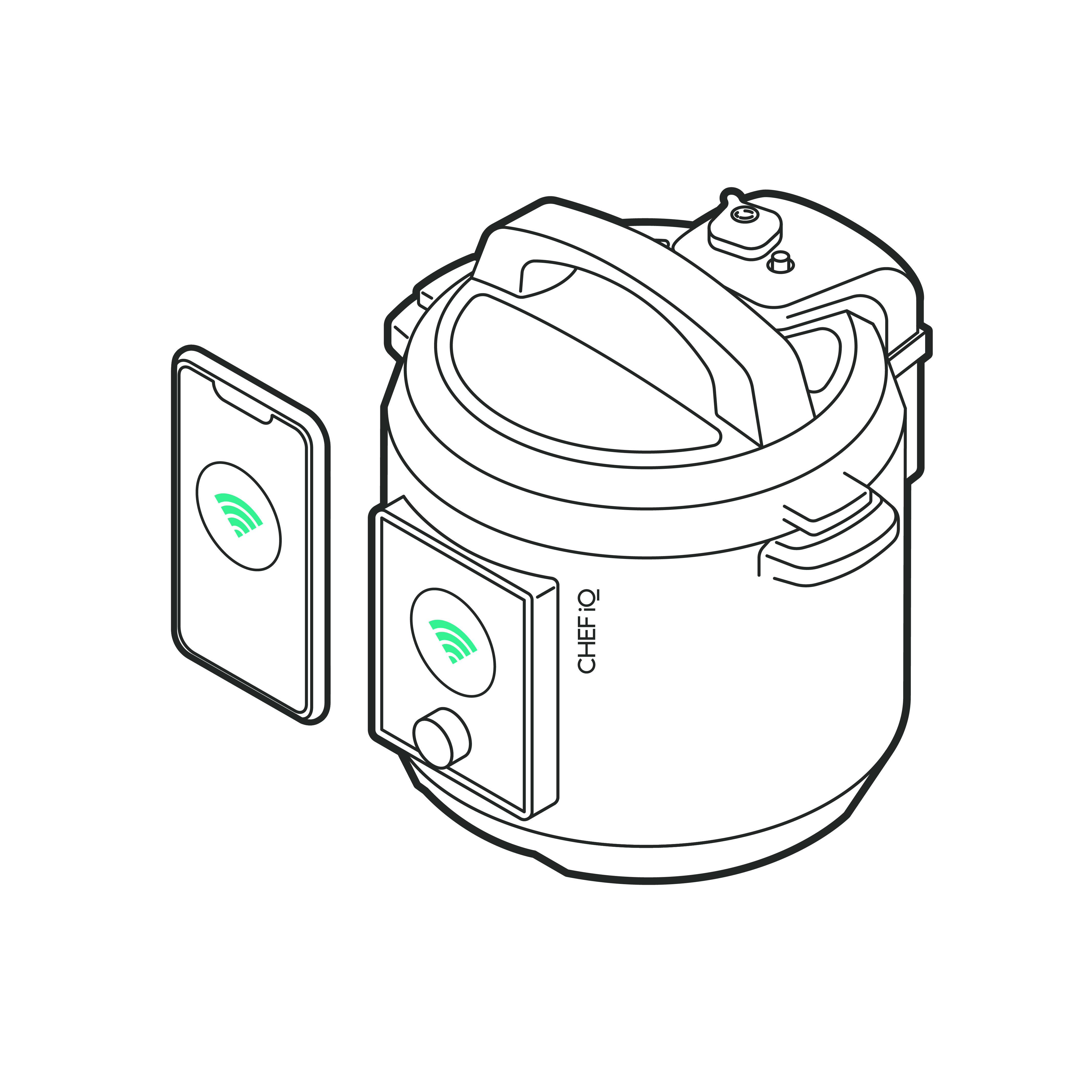 Drawing of connecting Smart Cooker to mobile device over WiFi