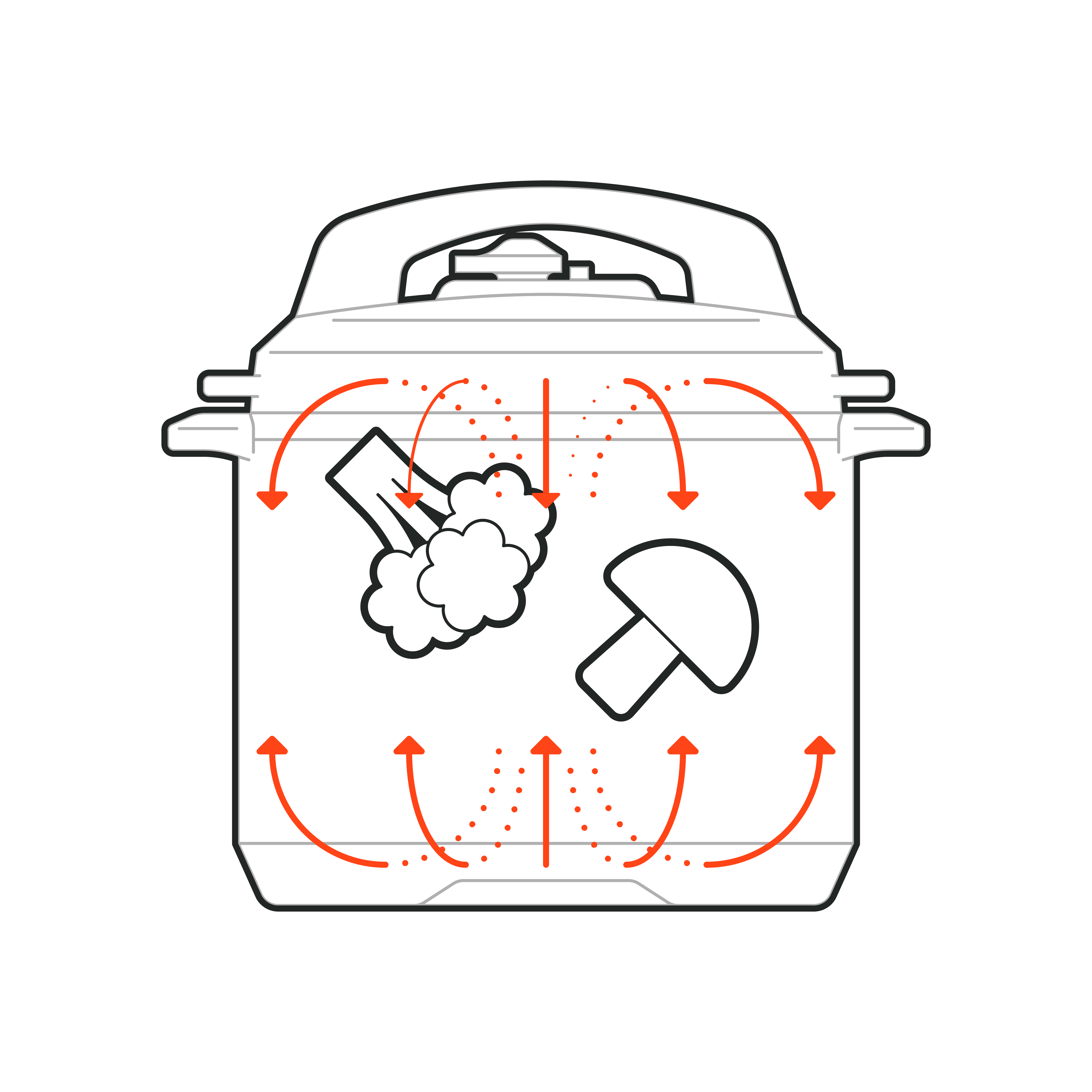 Drawing of Smart Cooker pressure cooking food