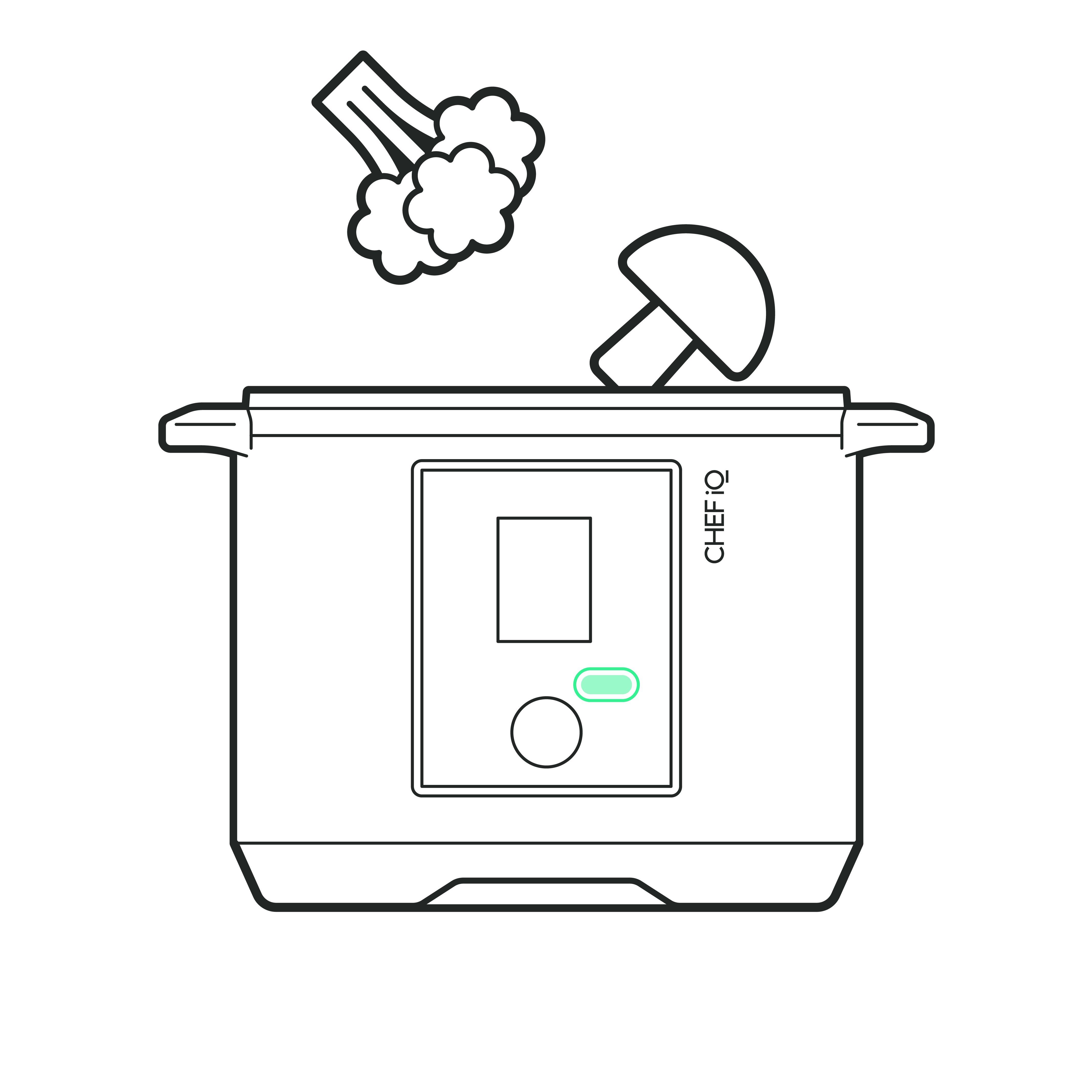 Drawing of food being added to the Smart Cooker